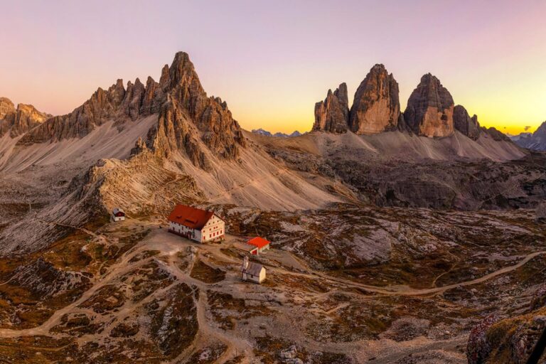 Sunset over Monte Paterno, Dolomites, Italy