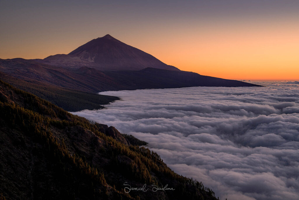 Sunset in Tenerife, Canary Islands. Teide National Park.