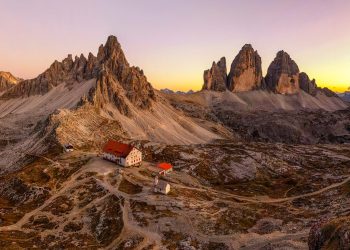 Sunset over Monte Paterno, Dolomites, Italy